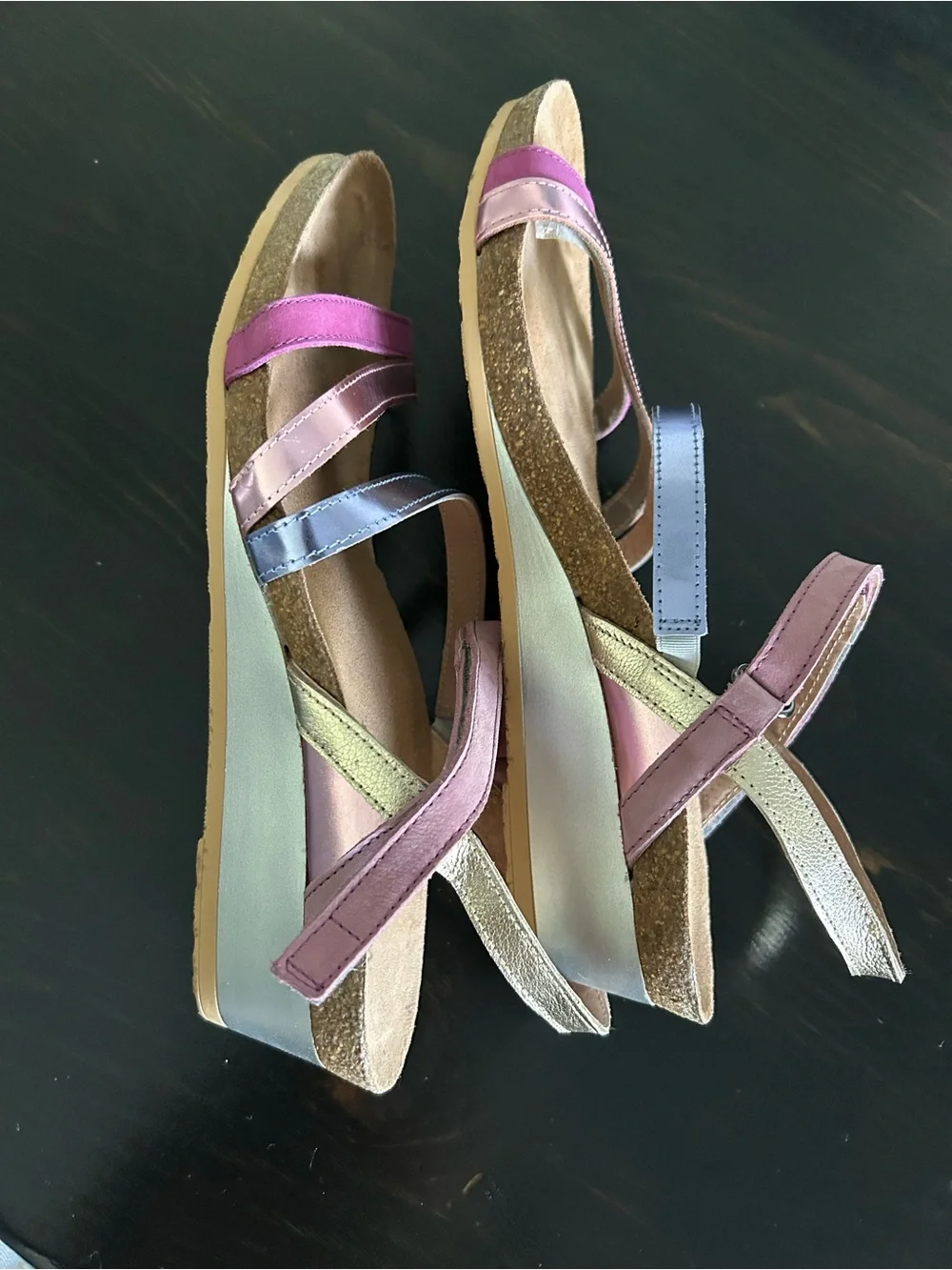 NAOT Hero Pink/Purple Wedge Sandal - Size 41 (10 US)